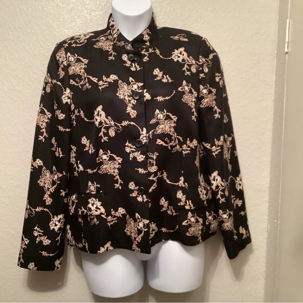 Charter Club Black Floral Blazer